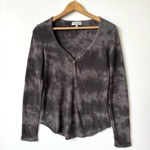 Michael Stars thermal tie dye henley shirt